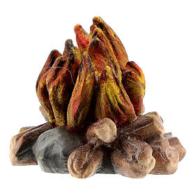 Fuoco accampamento legno dipinto Val Gardena presepe Rainell 11 cm