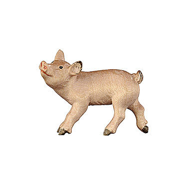 Cochon debout bois peint crèche Rainell 9 cm Val Gardena 1