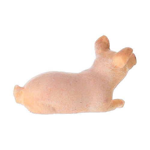 Pig lying down, 9 cm nativity Rainell, in painted Val Gardena wood 3