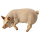 Pig in painted wood for 9 cm Rainell Nativity scene, Val Gardena s1