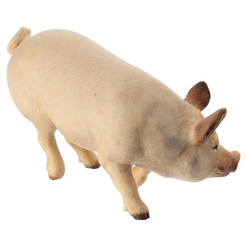 Maiale legno dipinto presepe Rainell 9 cm Valgardena 3
