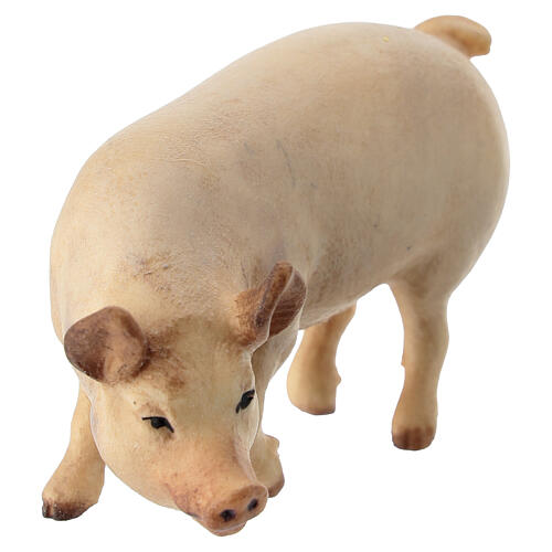 Pink pig, 9 cm nativity Rainell, in painted Val Gardena wood 2