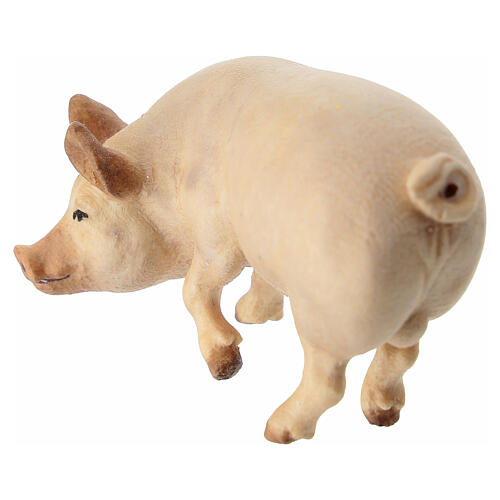 Pink pig, 9 cm nativity Rainell, in painted Val Gardena wood 5