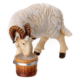 Ariete legno dipinto presepe Val Gardena Rainell 11 cm