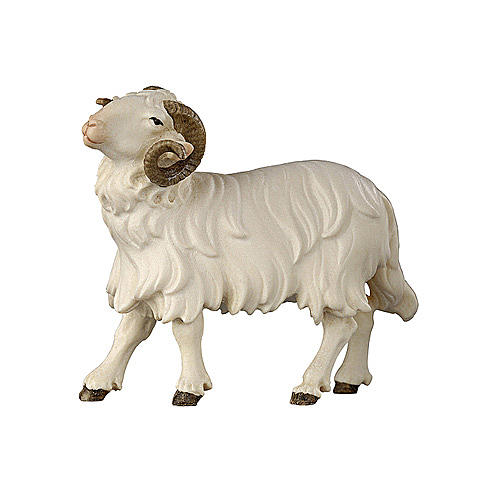 Ram with head to the left in painted wood for 9 cm Rainell Nativity scene, Val Gardena 1