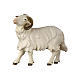 White ram looking left, 9 cm nativity Rainell, in painted Valgardena wood s1