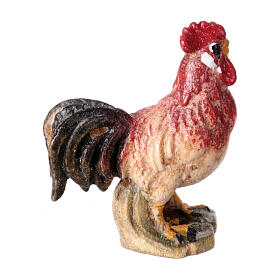 Rooster crowing, 9 cm nativity Rainell, in painted Val Gardena wood