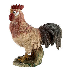 Rooster in painted wood for 11 cm Rainell Nativity scene, Val Gardena