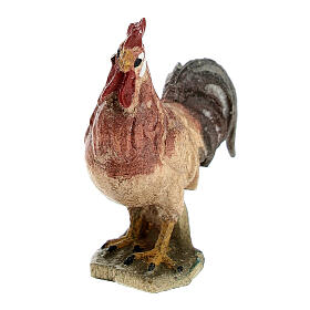 Rooster in painted wood for 11 cm Rainell Nativity scene, Val Gardena