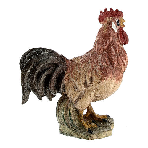 Rooster in painted wood for 11 cm Rainell Nativity scene, Val Gardena 3