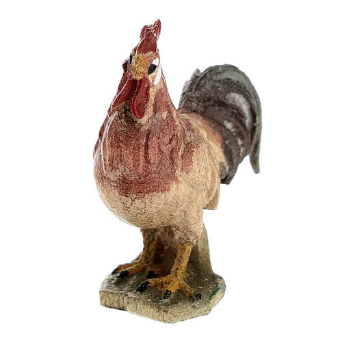 Gallo legno dipinto presepe Val Gardena Rainell 11 cm 2