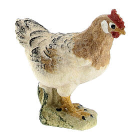 Gallina in piedi legno dipinto presepe Val Gardena Rainell 11 cm