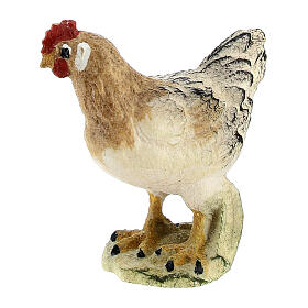 Gallina in piedi legno dipinto presepe Val Gardena Rainell 11 cm