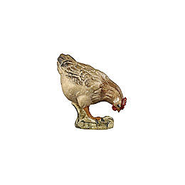 Hen pecking food, 9 cmnativity Rainell, in painted Val Gardena wood