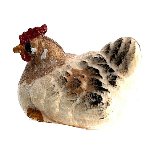 Sitting chicken in painted wood for 11 cm Rainell Nativity scene, Val Gardena 3