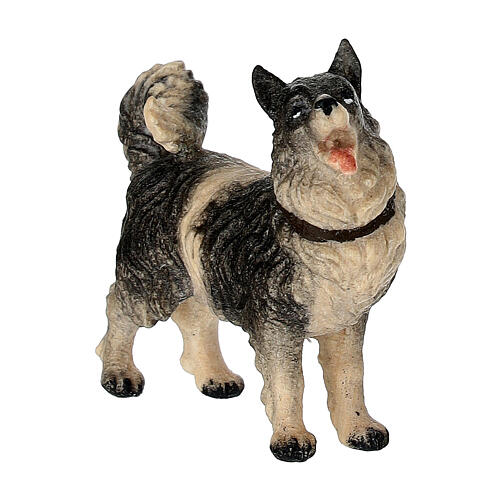 Cane legno dipinto presepe Val Gardena Rainell 11 cm 2