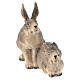 Groupe de lapins en bois peint Val Gardena crèche Rainell 11 cm s2
