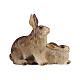 Gruppo conigli legno dipinto Val Gardena presepe Rainell 11 cm s1
