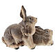 Grupo de coelhos em madeira pintada Val Gardena para presépio Rainell 11 cm s1
