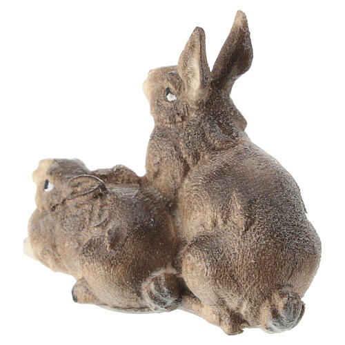 Group of painted wooden rabbits from Val Gardena, Rainell nativity scene, 11 cm 4
