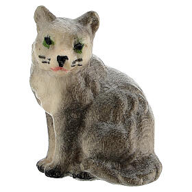 Painted wood cat for 11 cm Rainell Val Gardena Nativity Scene