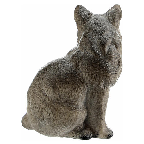 Gato de madeira pintada para presépio Rainell Val Gardena 11 cm 3