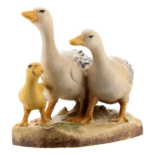Group of geese in painted wood for 11 cm Rainell Nativity scene, Val Gardena 2