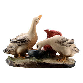 Ducks with pitcher, 9 cm nativity Rainell, in painted Valgardena wood