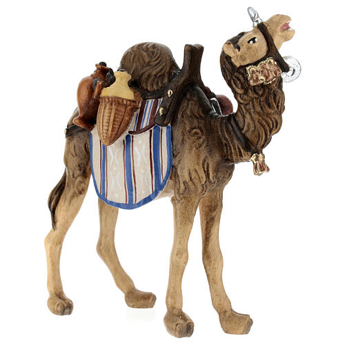 Loaded camel in painted wood for 9 cm Rainell Nativity scene, Val Gardena 3