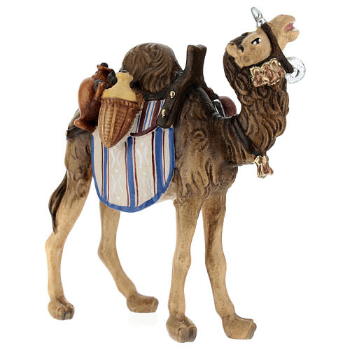 Camelo com bagagens madeira pintada Val Gardena para presépio Rainell com figuras altura média 9 cm 3