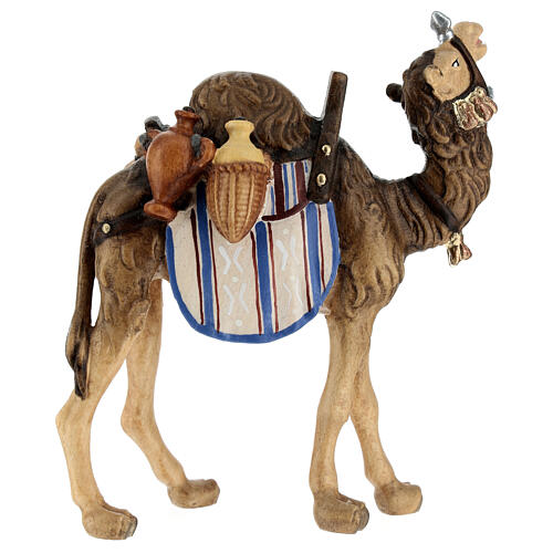Camelo com bagagens madeira pintada Val Gardena para presépio Rainell com figuras altura média 9 cm 4