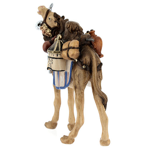Camelo com bagagens madeira pintada Val Gardena para presépio Rainell com figuras altura média 9 cm 5