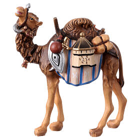 Loaded camel in painted wood for 11 cm Rainell Nativity scene, Val Gardena