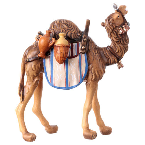 Camelo com bagagens madeira pintada Val Gardena para presépio Rainell com figuras altura média 11 cm 7