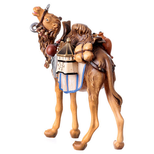 Camelo com bagagens madeira pintada Val Gardena para presépio Rainell com figuras altura média 11 cm 9