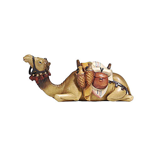 Wielbłąd leżący drewno malowane szopka Rainell 9 cm Valgardena 1