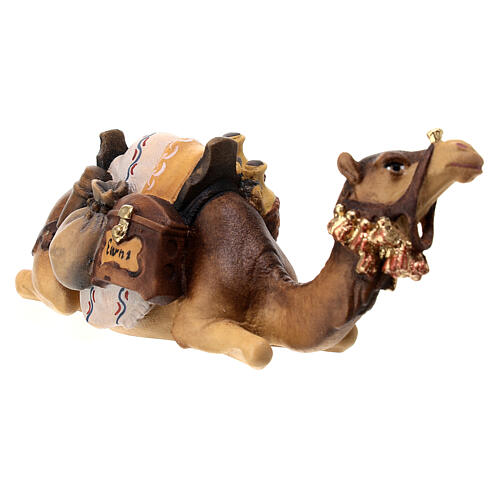 Cammello sdraiato legno dipinto Val Gardena presepe Rainell 11 cm 3