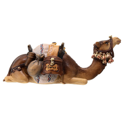 Cammello sdraiato legno dipinto Val Gardena presepe Rainell 11 cm 4