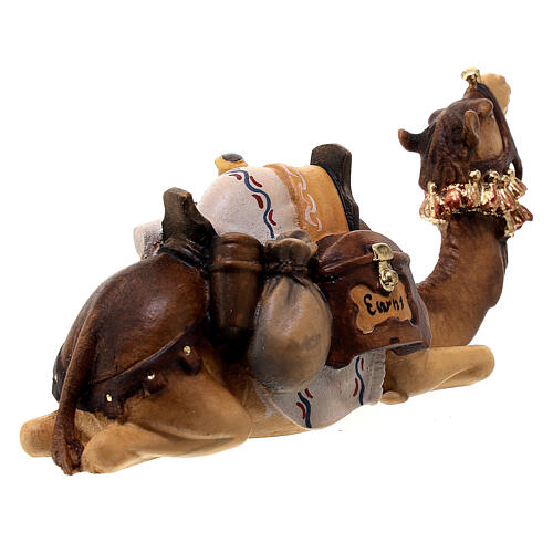 Cammello sdraiato legno dipinto Val Gardena presepe Rainell 11 cm 5