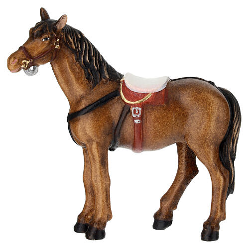 Caballo madera pintada belén Val Gardena Rainell 11 cm 1