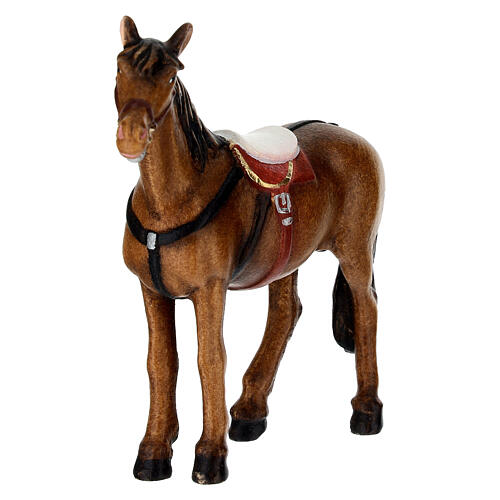 Caballo madera pintada belén Val Gardena Rainell 11 cm 2