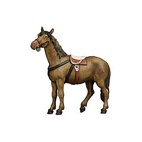 Cavalo madeira pintada Val Gardena para presépio Rainell com figuras altura média 11 cm