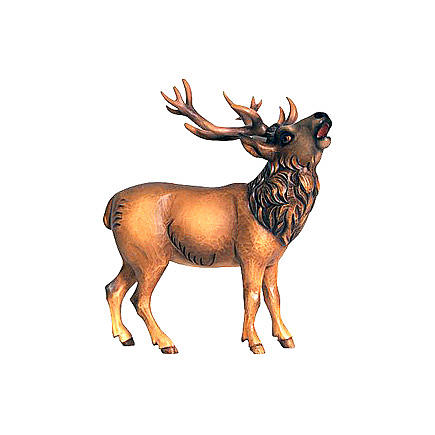 Deer looking up, 9 cm nativity Rainell, in painted Valgardena wood 1