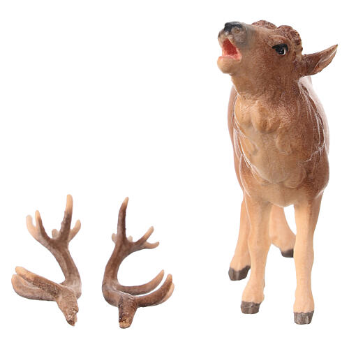 Cerf bois peint crèche Rainell 11 cm Val Gardena 4