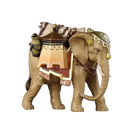 Éléphant avec bagages bois peint crèche Rainell 9 cm Val Gardena 1