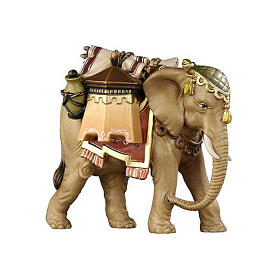 Elefante com bagagens madeira pintada para presépio Rainell figuras altura média 9 cm Val Gardena
