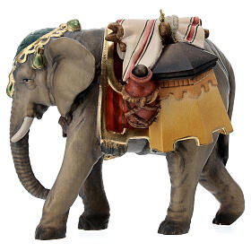 Éléphant avec bagages bois peint crèche Rainell 11 cm Val Gardena