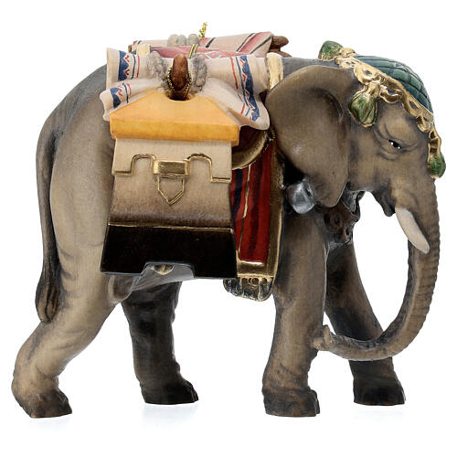 Słoń z bagażami drewno malowane szopka Val Gardena Rainell 11 cm 3