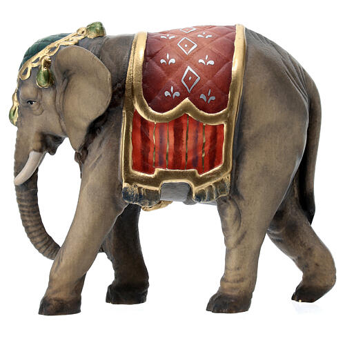 Elefante com bagagens madeira pintada Val Gardena para presépio Rainell com figuras altura média 11 cm 5