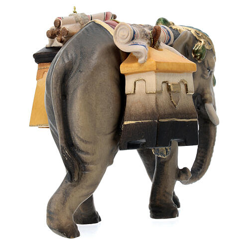 Elephant with baggage, 11 cm nativity Rainell, in painted Val Gardena wood 6